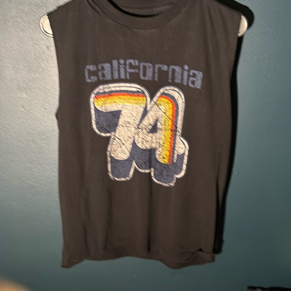 Psycho Brand Men’s Sleeveless California 74 Graphic Tee Shirt Size Medium